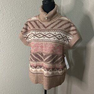 NWT DESIGN HISTORY Sleeveless Turtleneck Sweater - in brown multi‎